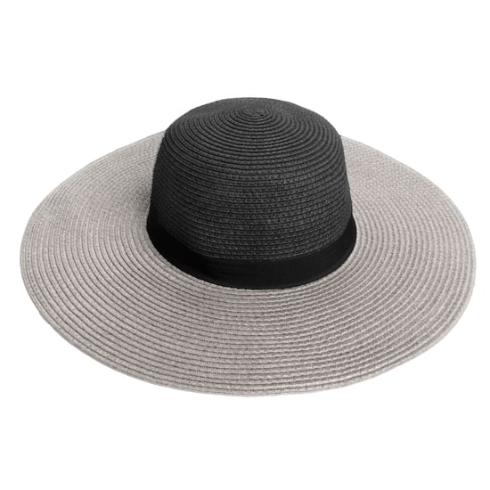 Women’s Colour Block Wide Brim Sun Hat Adjustable Beach Hat in Grey - Image 2