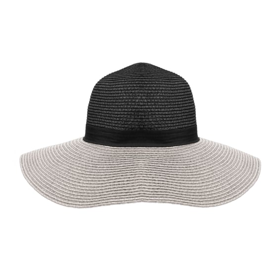 Women’s Colour Block Wide Brim Sun Hat Adjustable Beach Hat in Grey - Image 3