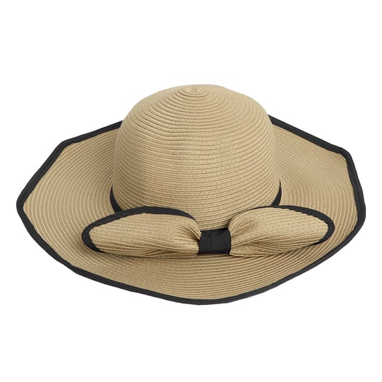 Ladies Wide Brim Foldable Sun Hat Adjustable Summer Beach Hat in Beige - Image 2