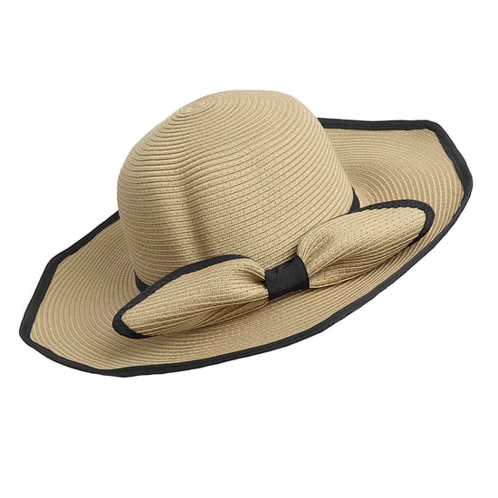 Ladies Wide Brim Foldable Sun Hat Adjustable Summer Beach Hat in Beige - Image 3