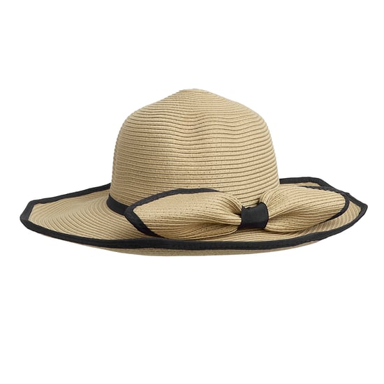 Ladies Wide Brim Foldable Sun Hat Adjustable Summer Beach Hat in Beige - Image 4