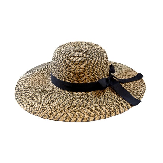 Ladies Wide Brim Woven Sun Hat Adjustable Summer Beach Hat in Tan - Image 5