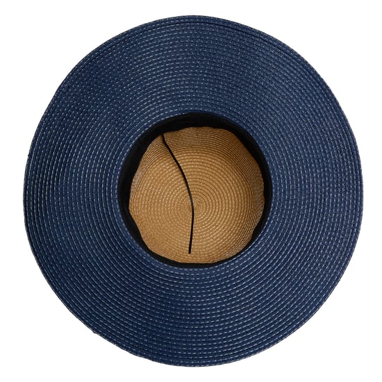 Women’s Colour Block Wide Brim Sun Hat Adjustable Beach Hat in Navy - Image 5