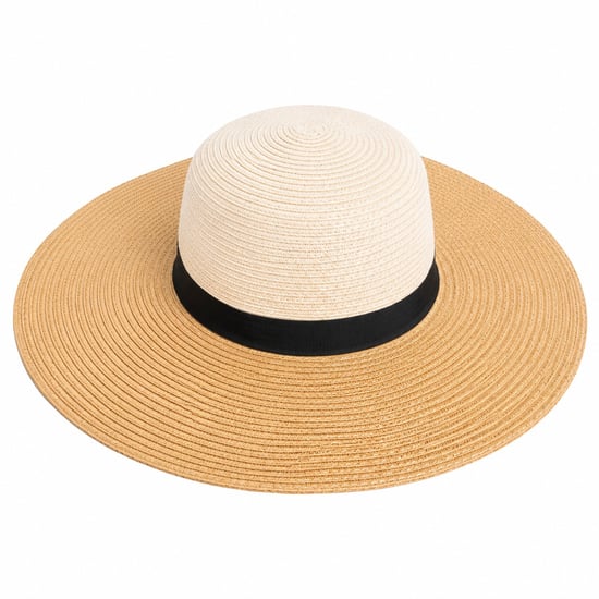 Women’s Colour Block Wide Brim Sun Hat Adjustable Beach Hat in Beige - Image 2