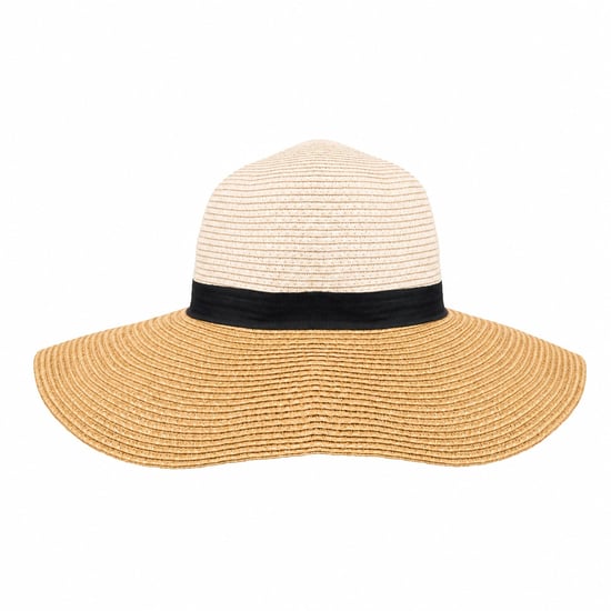 Women’s Colour Block Wide Brim Sun Hat Adjustable Beach Hat in Beige - Image 3