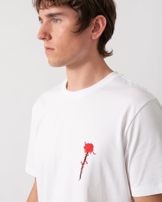 Regular Fit Short Sleeve Logo Detail T-Shirt in White - Image 4