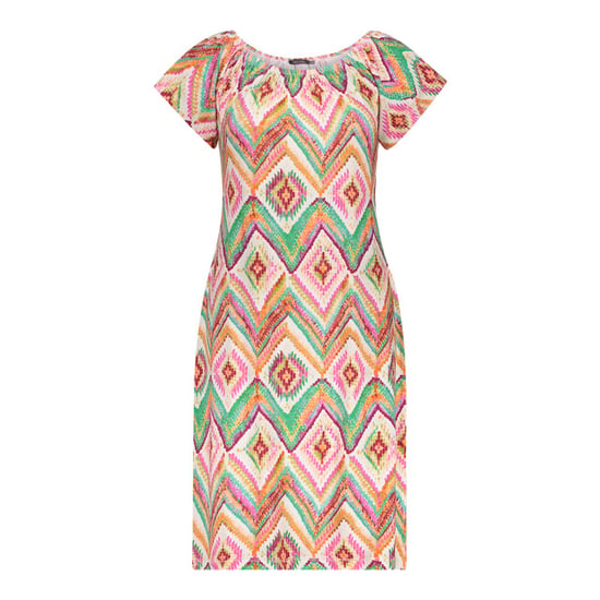 Geisha 67422-60 may 615 dress elastic shoulder jersey aop pr.01-26-2 teal/fuchsia - Image 1
