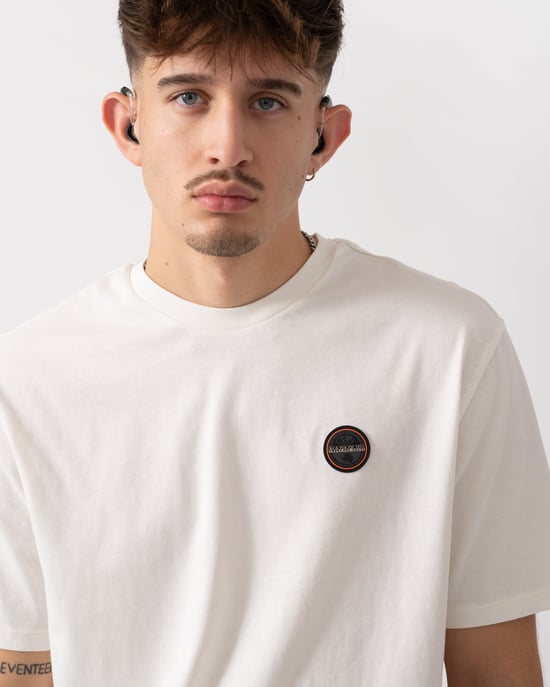Badge T-Shirt in Cream - Image 3