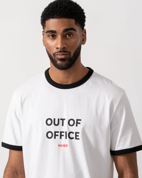 HUGO Mens Out-Of-Office T-Shirt T-Shirt in White - Image 3