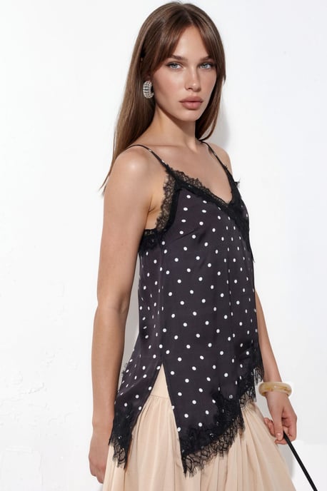 Prickig Satin V-ringad Cami Blus - Image 2