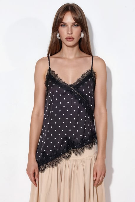 Prickig Satin V-ringad Cami Blus - Image 5
