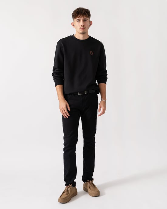 Badge Crew Neck Sweatshirt in Black - Image 5
