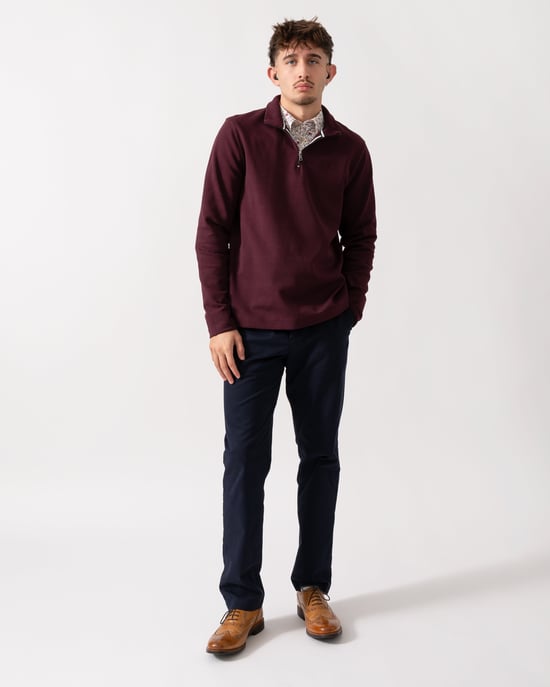 Long Sleeve 1/4 Zip Sweatshirt in Wine - Image 4
