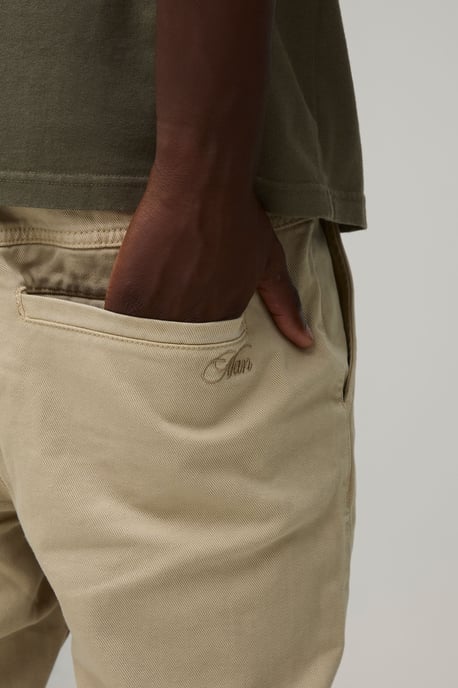 Slim Flare Half & Half Waistband Washed Twill Trousers - Image 1
