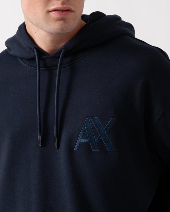Pullover Monogram Logo Logo Detail Hoodie in Navy - Image 2
