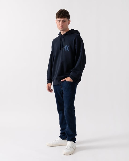 Pullover Monogram Logo Logo Detail Hoodie in Navy - Image 3