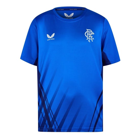 Castore Rangers FC trainings-T-shirt met geribde kraag voor kinderen (Blauw) - Image 1