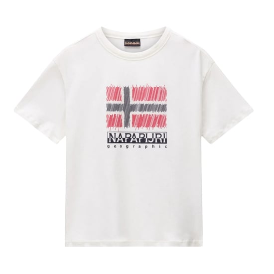 Napapijri Childrens/Kids Adige Flag Crew Neck T-Shirt (White/Red) - Image 1