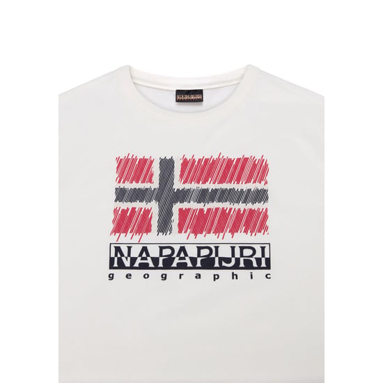 Napapijri Childrens/Kids Adige Flag Crew Neck T-Shirt (White/Red) - Image 3