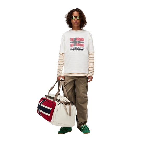 Napapijri Childrens/Kids Adige Flag Crew Neck T-Shirt (White/Red) - Image 4