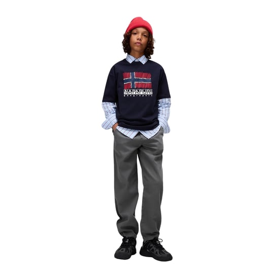 Napapijri Childrens/Kids Adige Flag Crew Neck T-Shirt (Marine Blue) - Image 4