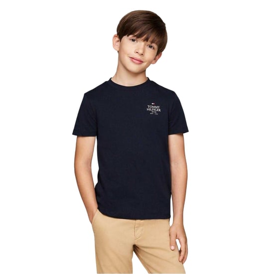 Tommy Hilfiger T-shirt met logo op de borst voor jongens (Marineblauw) - Image 1