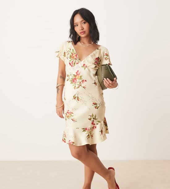 ASOS DESIGN Petite flutter sleeve mini dress in floral print - Image 1