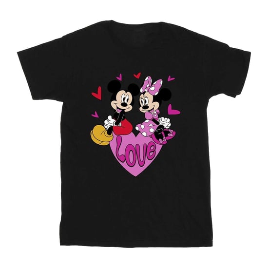 Disney Mens Love Mickey & Minnie Mouse Hearts Cotton T-Shirt (Black) - Image 1