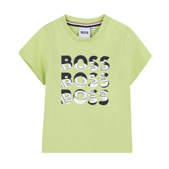 Boss Kinderen/Kinderen Belettering Crew Hals Normaal T-Shirt (Appelgroen) - Image 1