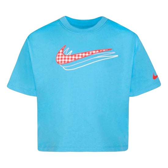 Nike Meisjes Icon Gingham Boxy T-Shirt (Baltic Blauw) - Image 1