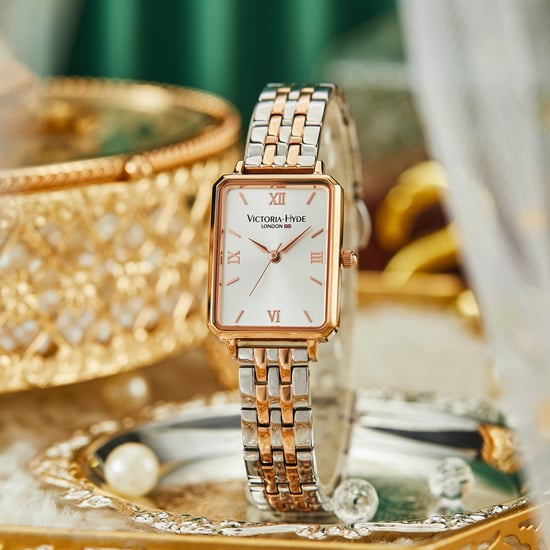VICTORIA HYDE Rectangle Ladies Watch Green Dial Analogue Quartz Wristwatch with Stainless Steel Bracelet, rose gold - Image 5