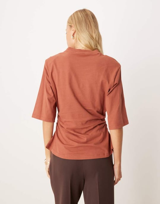 Tops by ASOS DESIGN Crew neck Padded shoulders Short sleeves Cinched waist Regular fit - Image 2