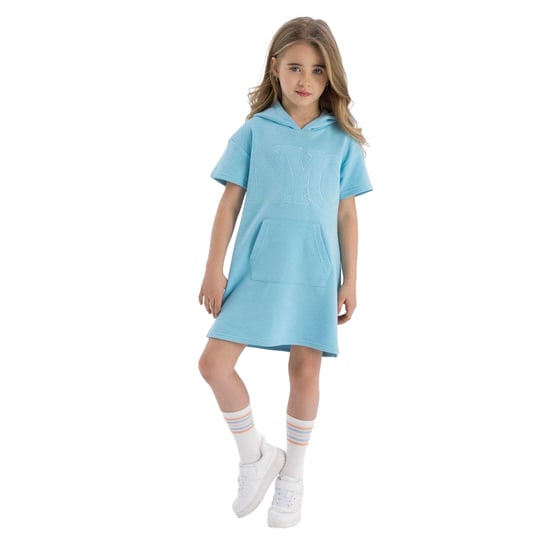Minoti Jurk met korte mouwen voor meisjes (Lichtblauw) - Image 1