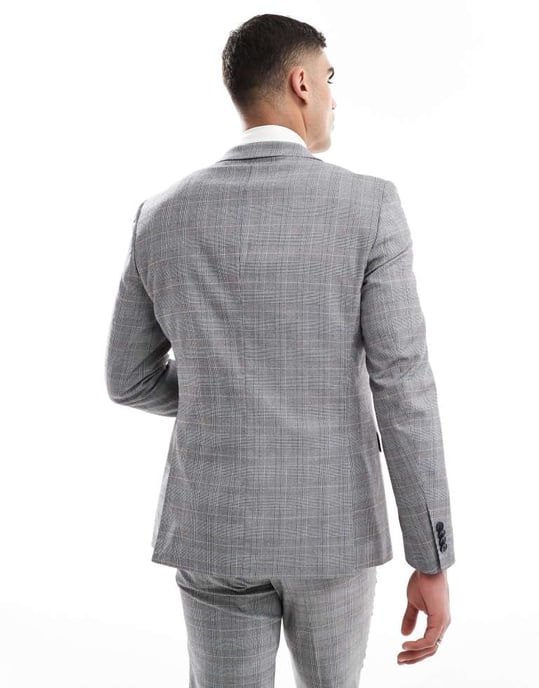 French Connection formal suit jacket co-ord in grey check - Image 2