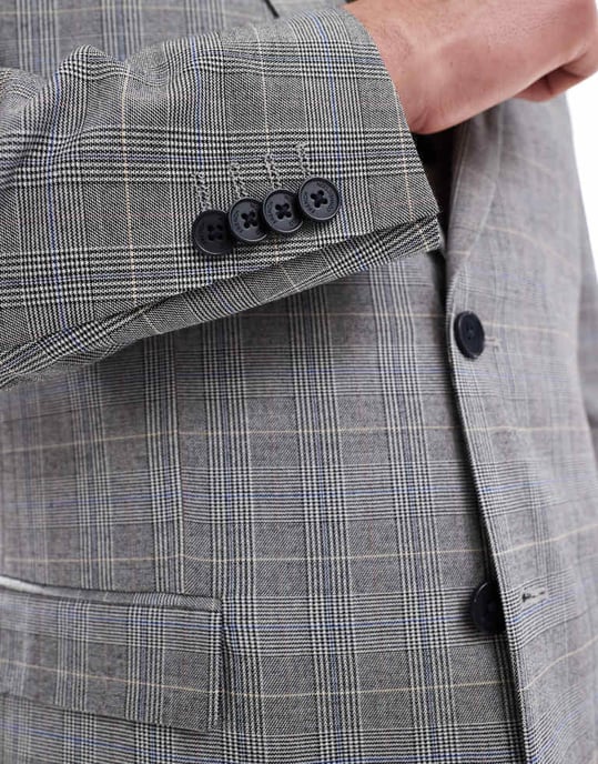 French Connection formal suit jacket co-ord in grey check - Image 3