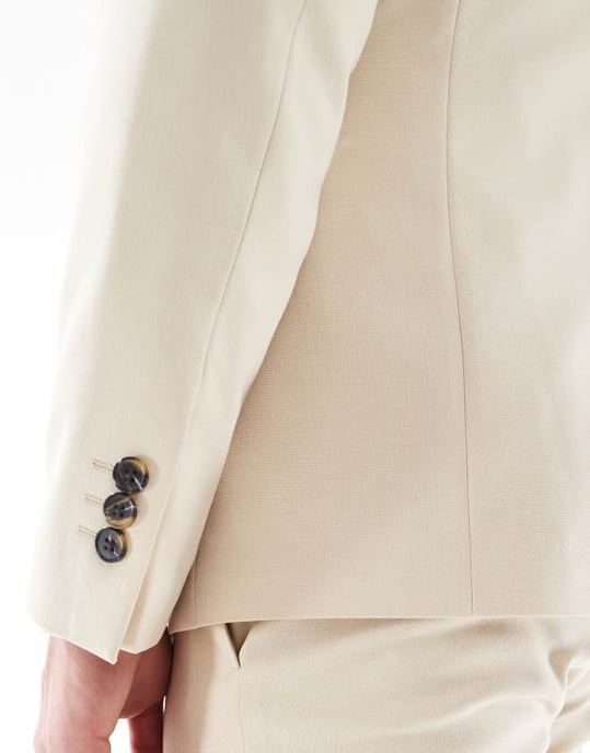 ASOS DESIGN skinny suit jacket in stone - Image 2
