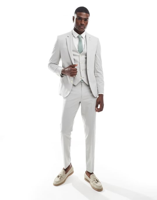 ASOS DESIGN skinny suit jacket in light grey - Image 2