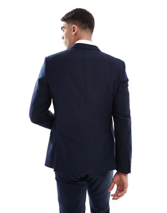 French Connection double breasted formal suit jacket co-ord in marine navy - Image 2