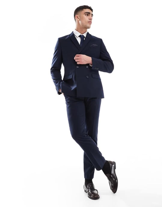 French Connection double breasted formal suit jacket co-ord in marine navy - Image 4