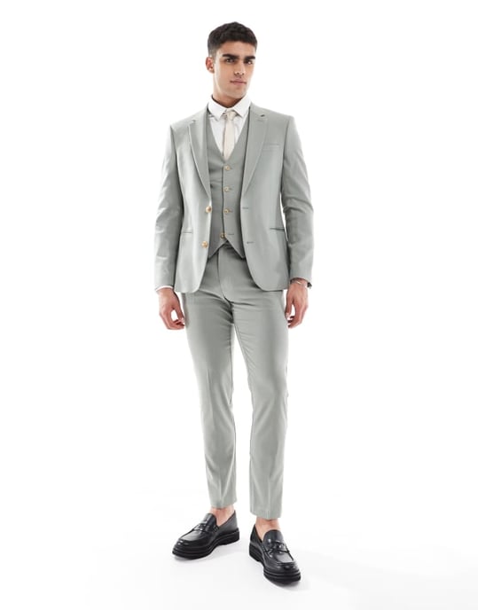 ASOS DESIGN skinny suit jacket in light green - Image 3