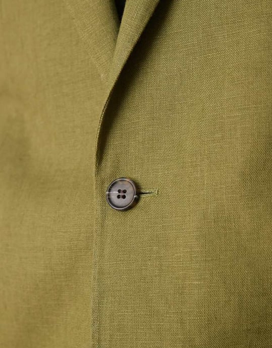 ASOS DESIGN premium 100% linen slim suit jacket in green - Image 3