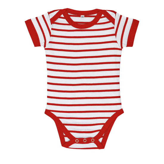 SOLS Baby Miles Gestreept Rompertje (Wit/rood) - Image 1