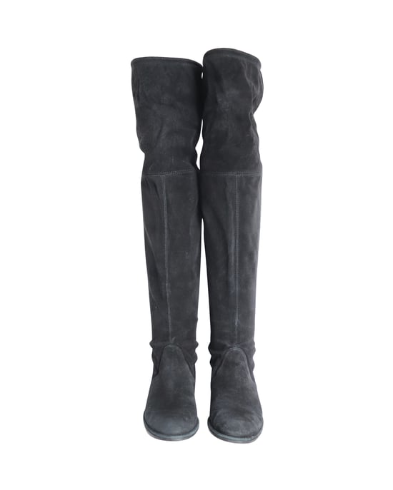 Stuart Weitzman Lowland Over The Knee Boots in Black Suede - Image 2