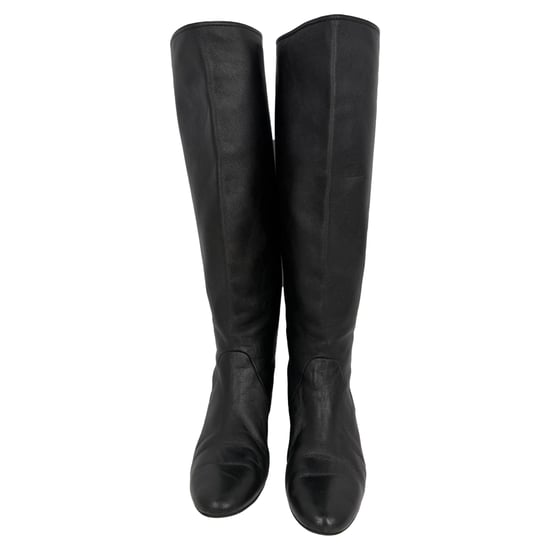Lanvin Knee-High Wedge Boots in Black Leather - Image 2