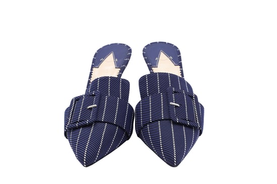 Altuzarra 75 mm Pinstripe Hakken in Marineblauw Leer - Image 4