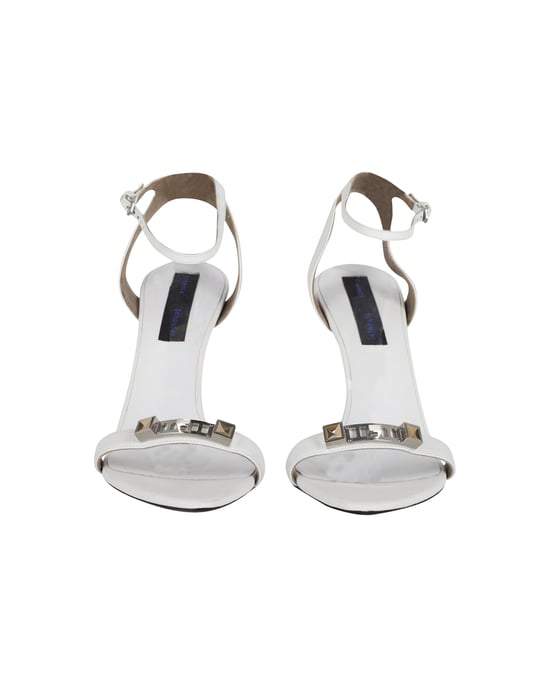 Proenza Schouler Ankle Strap Sandals with Geometric Hardware in White Leather - Image 2