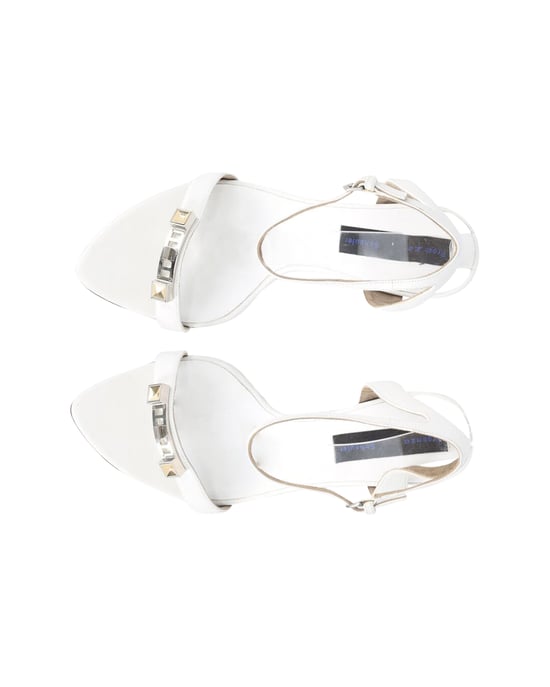 Proenza Schouler Ankle Strap Sandals with Geometric Hardware in White Leather - Image 4