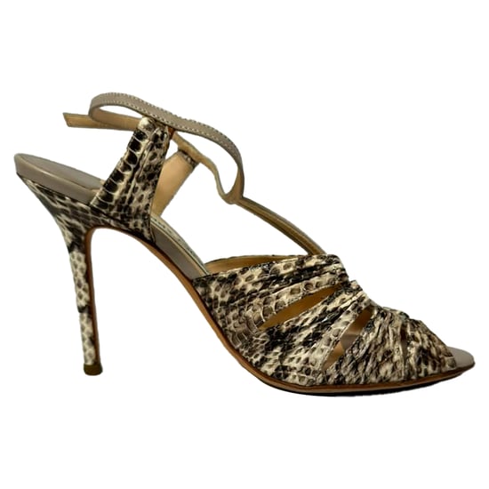 Jimmy Choo Python Embossed Strappy Sandals in Animal Print Leather - Image 1