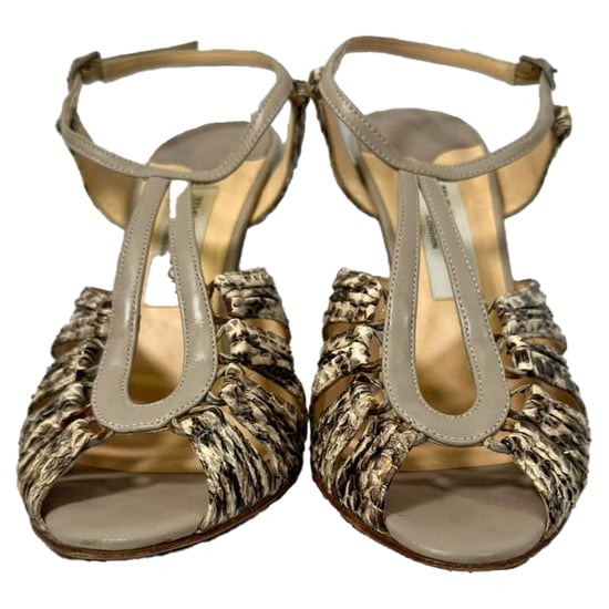 Jimmy Choo Python Embossed Strappy Sandals in Animal Print Leather - Image 2