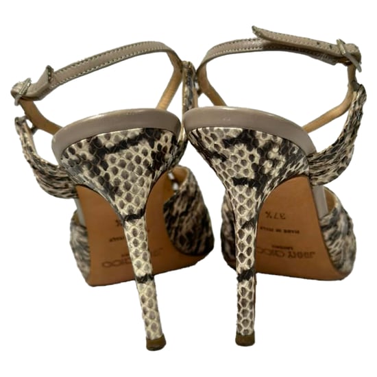 Jimmy Choo Python Embossed Strappy Sandals in Animal Print Leather - Image 4